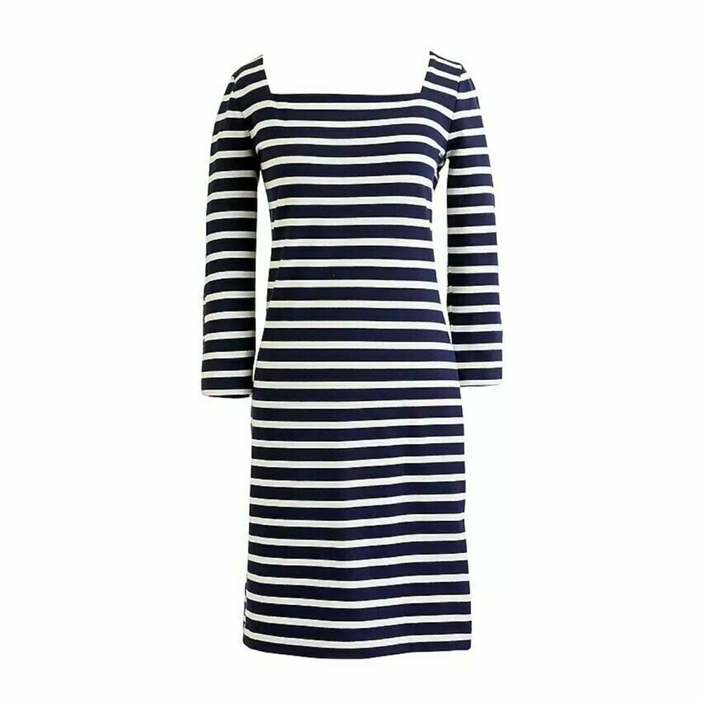 J. Crew Square-neck knit dress in stripe